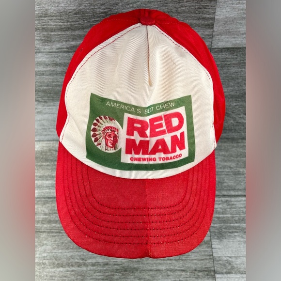 VTG Red Man Chewing Tobacco Adjustable Snapback Trucker Hat Semco USA MADE READ - Picture 4 of 16